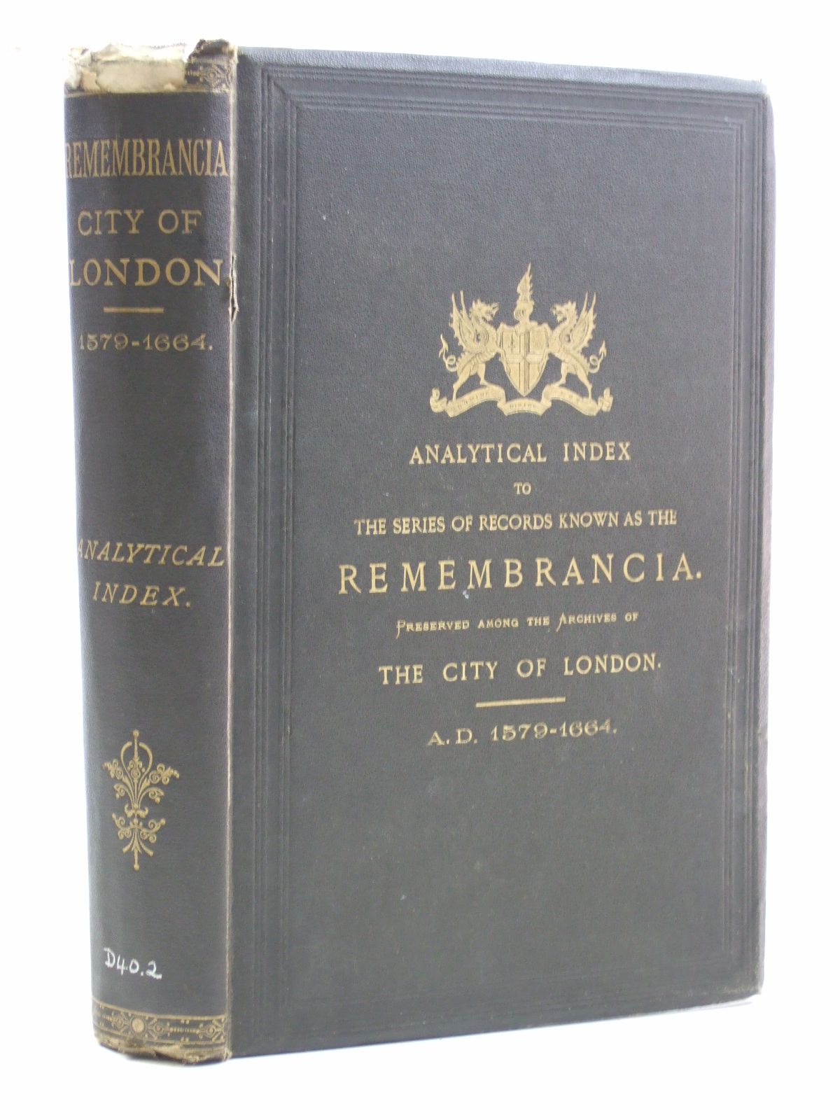 Cover of ANALYTICAL INDEXES TO VOLUMES II AND VIII OF THE SERIES OF RECORDS KNOWN AS THE REMEMBRANCIA by 