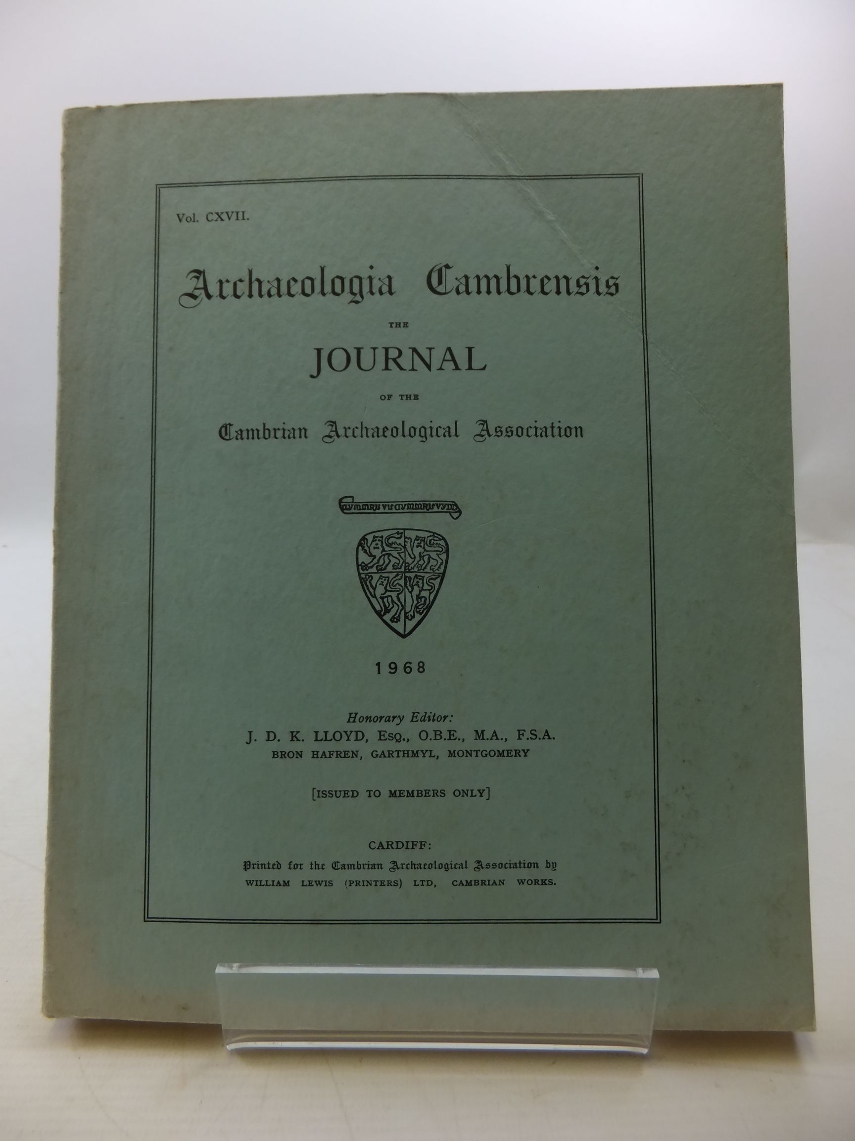 Cover of ARCHAEOLOGIA CAMBRENSIS VOL CXVII by 