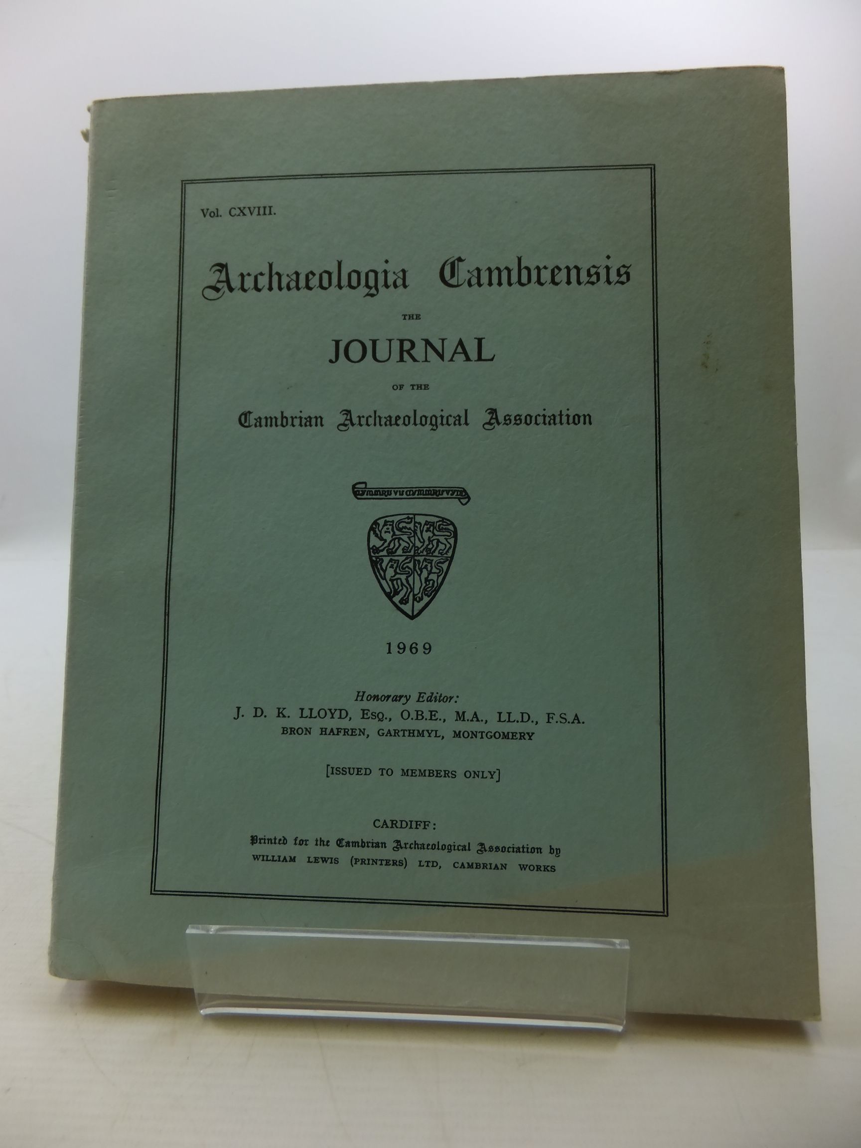 Cover of ARCHAEOLOGIA CAMBRENSIS VOL CXVIII by 