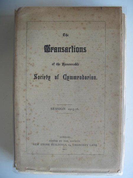 Cover of THE TRANSACTIONS OF THE HONOURABLE SOCIETY OF CYMMRODORION SESSION 1915-16 by 