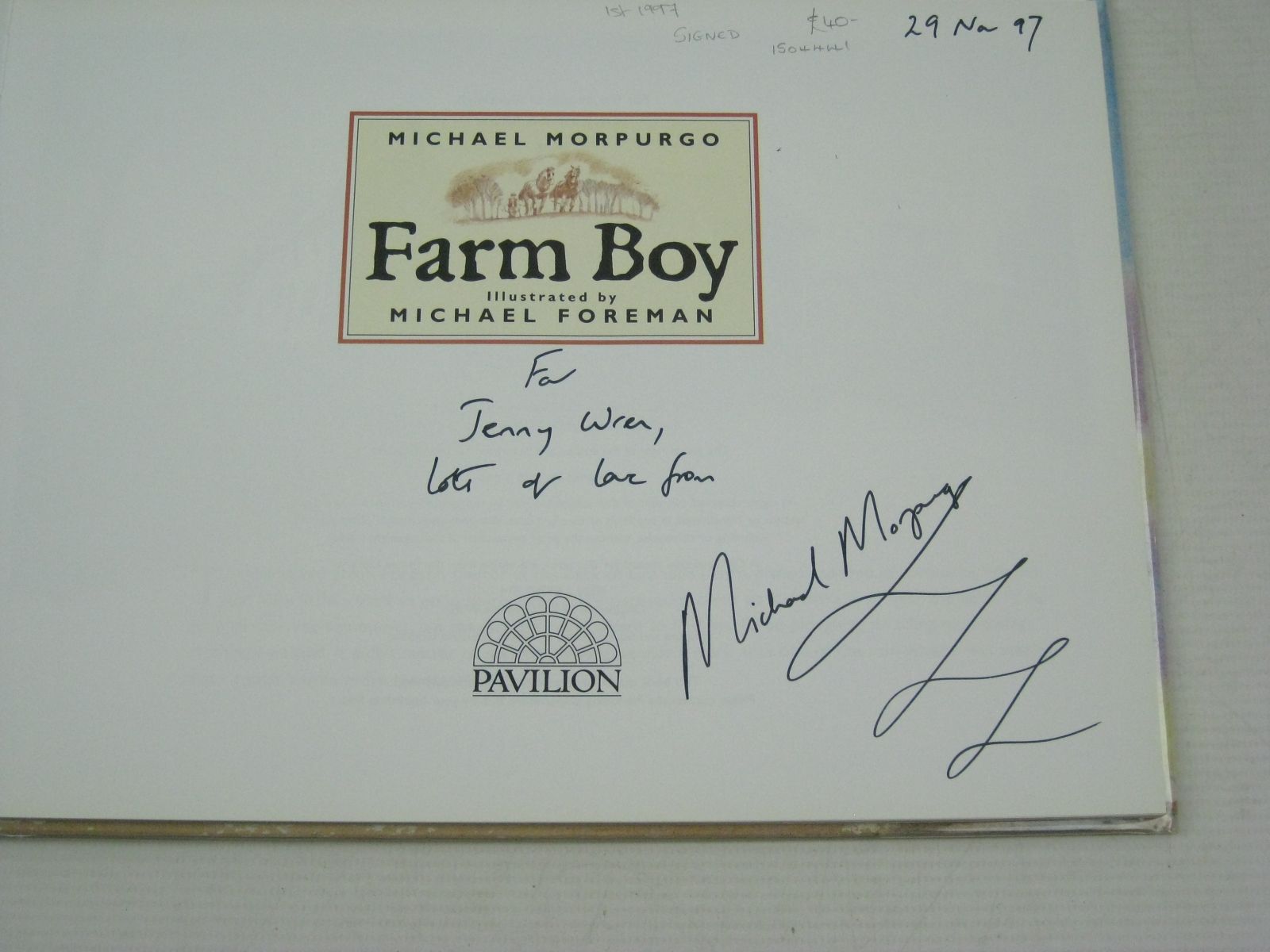 Photo of FARM BOY written by Morpurgo, Michael illustrated by Foreman, Michael published by Pavilion (STOCK CODE: 1504441)  for sale by Stella & Rose's Books