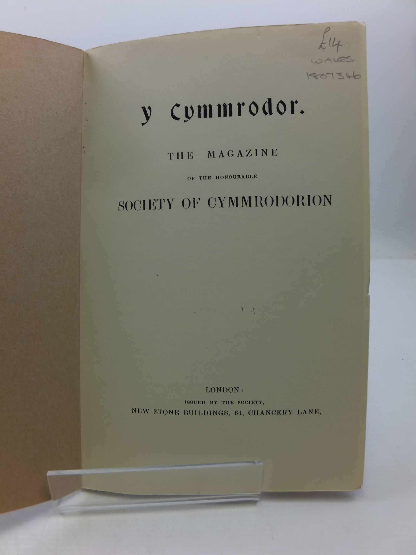 Photo of Y CYMMRODOR THE MAGAZINE OF THE HONOURABLE SOCIETY OF CYMMRODORION written by Jones, G. Peredur (STOCK CODE: 1807346)  for sale by Stella & Rose's Books