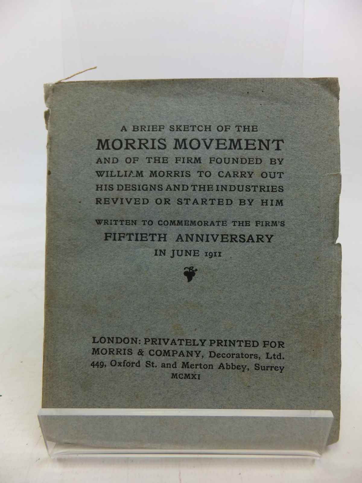 Photo of A BRIEF SKETCH OF THE MORRIS MOVEMENT published by Morris &amp; Company (STOCK CODE: 1810361)  for sale by Stella & Rose's Books