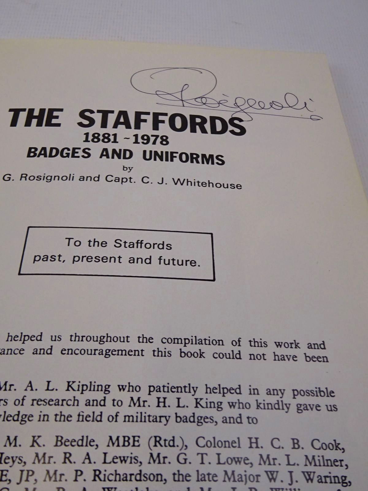Photo of THE STAFFORDS 1881 - 1978 BADGES AND UNIFORMS written by Rosignoli, Guido
Whitehouse, C.J. published by Rosignoli (STOCK CODE: 1817166)  for sale by Stella & Rose's Books