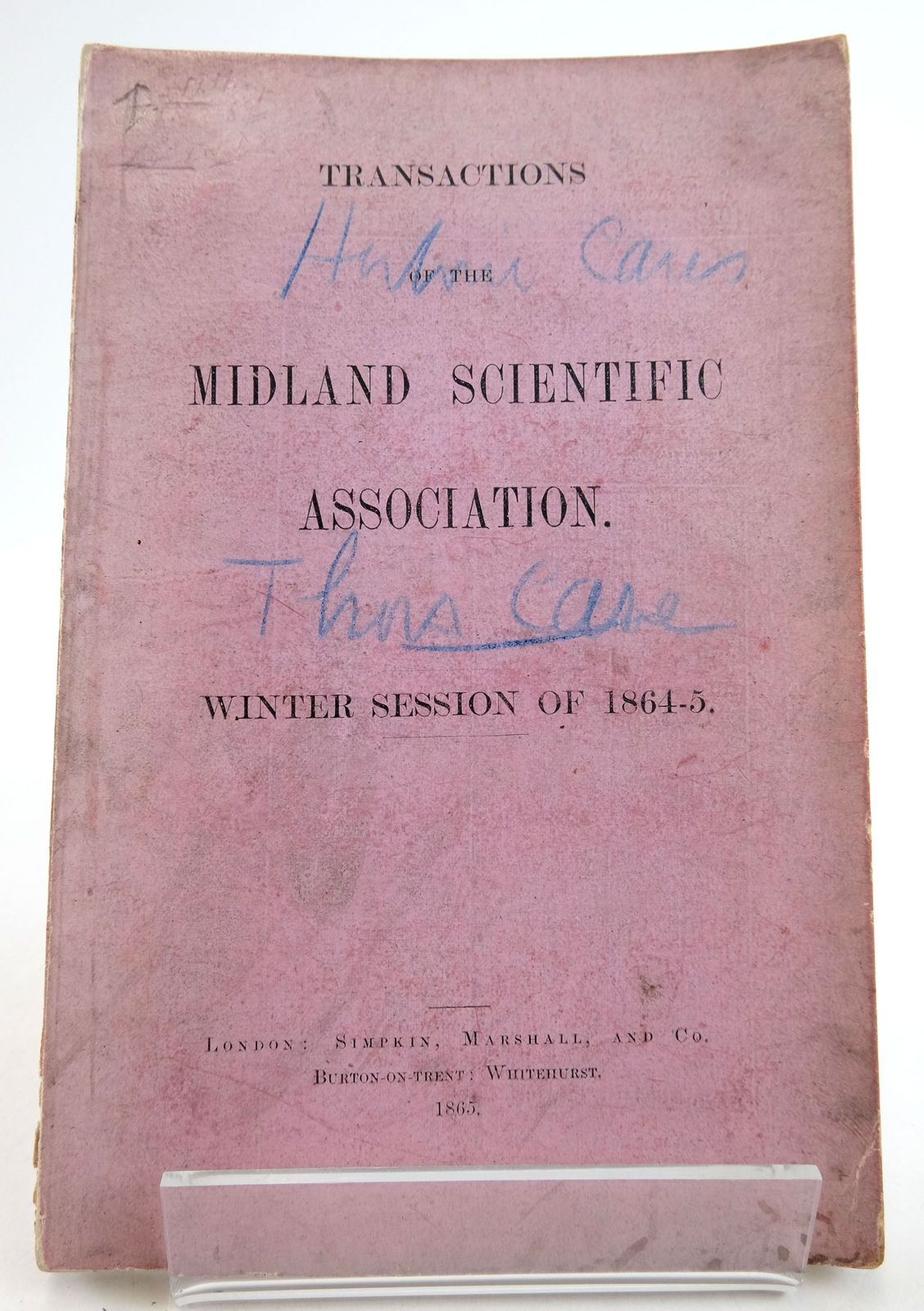 Photo of TRANSACTIONS OF THE MIDLAND SCIENTIFIC ASSOCIATION WINTER SESSION OF 1864-5- Stock Number: 1819468