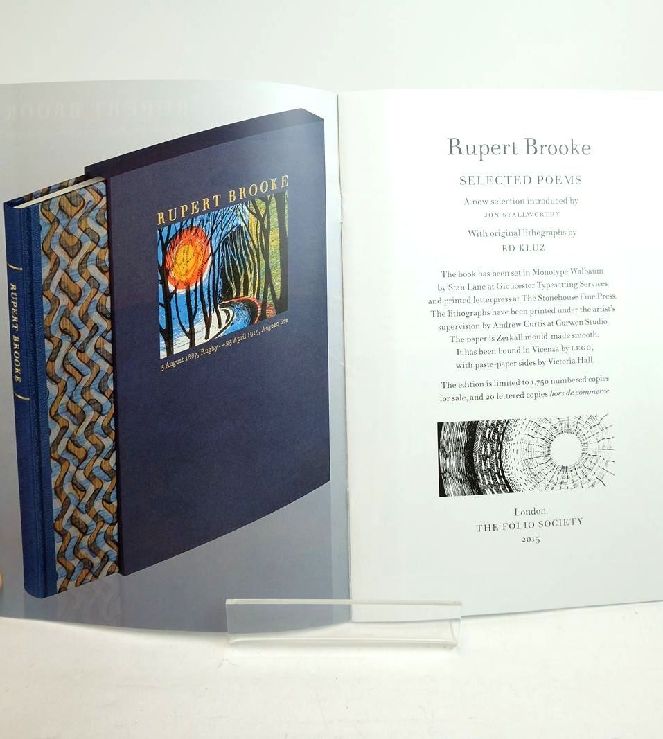 Photo of RUPERT BROOKE: SELECTED POEMS written by Brooke, Rupert
Stallworthy, Jon illustrated by Kluz, Ed published by Folio Society (STOCK CODE: 1822044)  for sale by Stella & Rose's Books