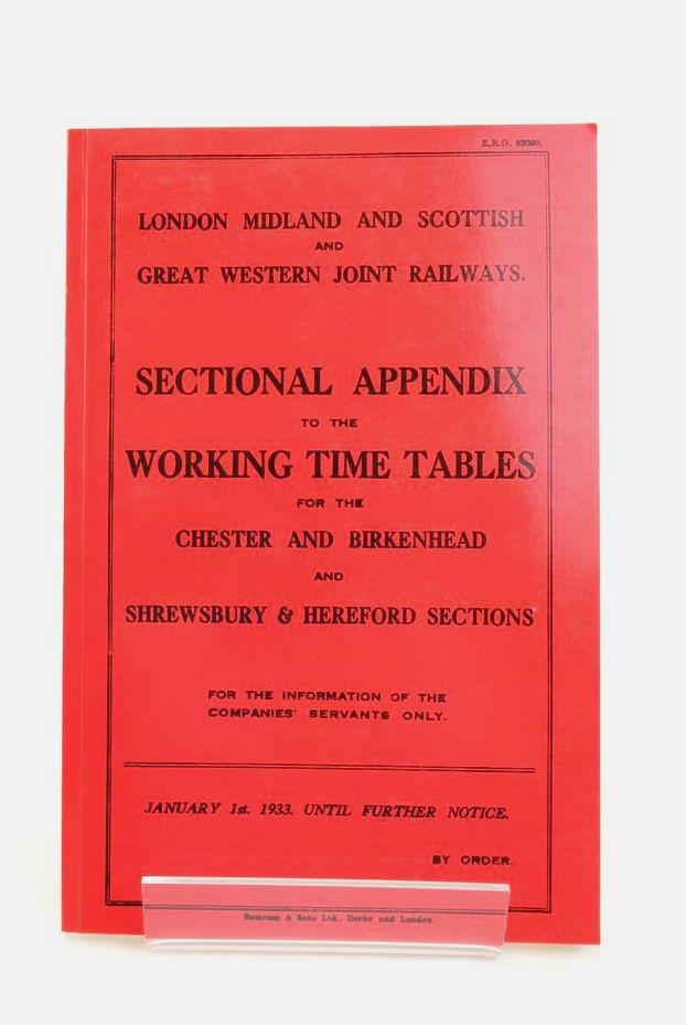Photo of LONDON MIDLAND AND SCOTTISH AND GREAT WESTERN JOINT RAILWAYS SECTIONAL APPENDIX TO THE WORKING TIME TABLE  FOR THE CHESTER AND BIRKENHEAD AND SHREWSBURY & HEREFORD SECTIONS published by Avon - Anglia Publications & Services (STOCK CODE: 1822197)  for sale by Stella & Rose's Books