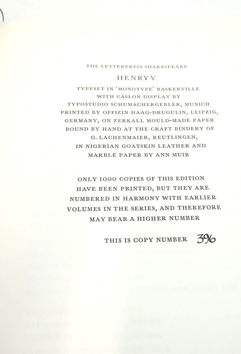 Photo of HENRY V (THE LETTERPRESS SHAKESPEARE) written by Shakespeare, William
Taylor, Gary published by Folio Society (STOCK CODE: 1824143)  for sale by Stella & Rose's Books