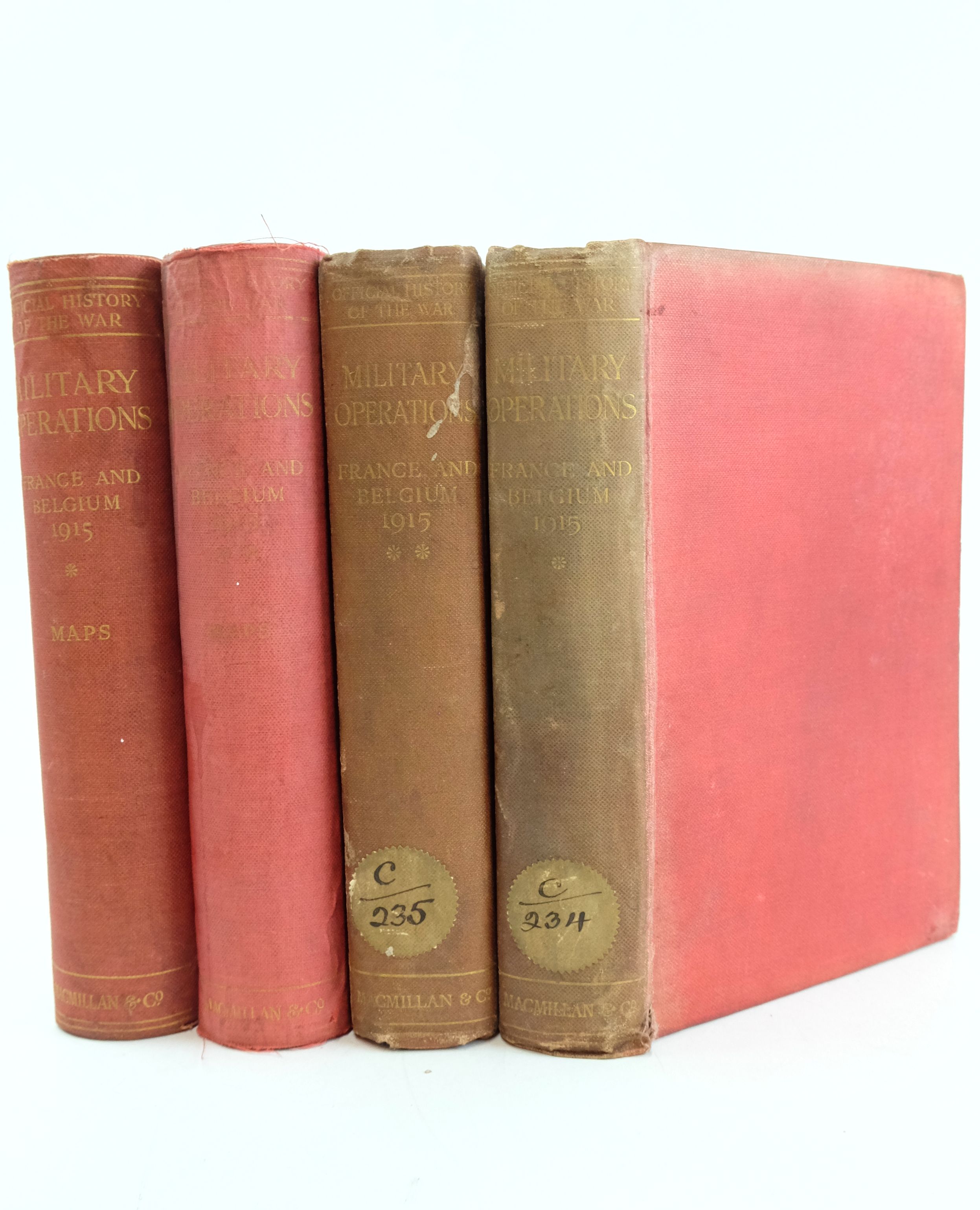 Photo of MILITARY OPERATIONS FRANCE AND BELGIUM 1915 (4 VOLUMES) written by Edmonds, James E. Wynne, G.C. illustrated by Becke, A.F. published by Macmillan &amp; Co. Ltd. (STOCK CODE: 1824306)  for sale by Stella & Rose's Books