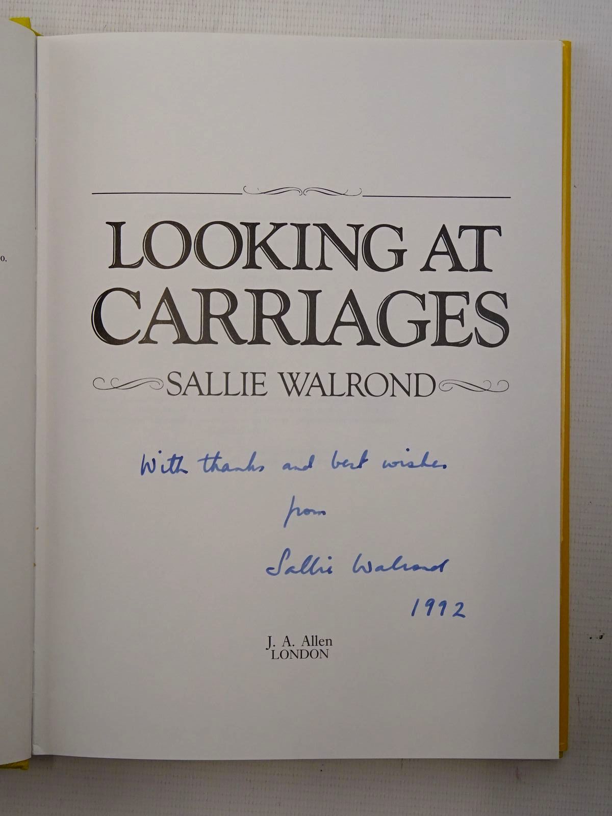 Photo of LOOKING AT CARRIAGES written by Walrond, Sallie published by J.A. Allen (STOCK CODE: 2125661)  for sale by Stella & Rose's Books