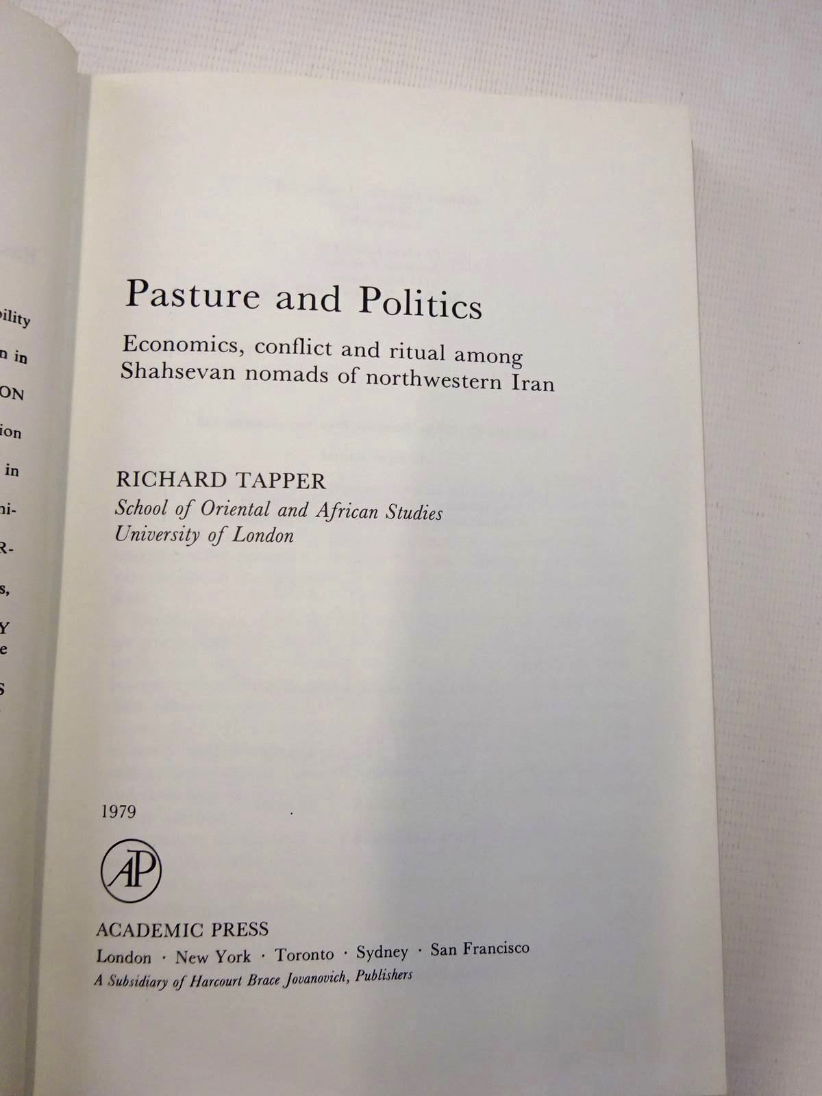 Photo of PASTURE AND POLITICS written by Tapper, Richard published by Academic Press (STOCK CODE: 2126439)  for sale by Stella & Rose's Books