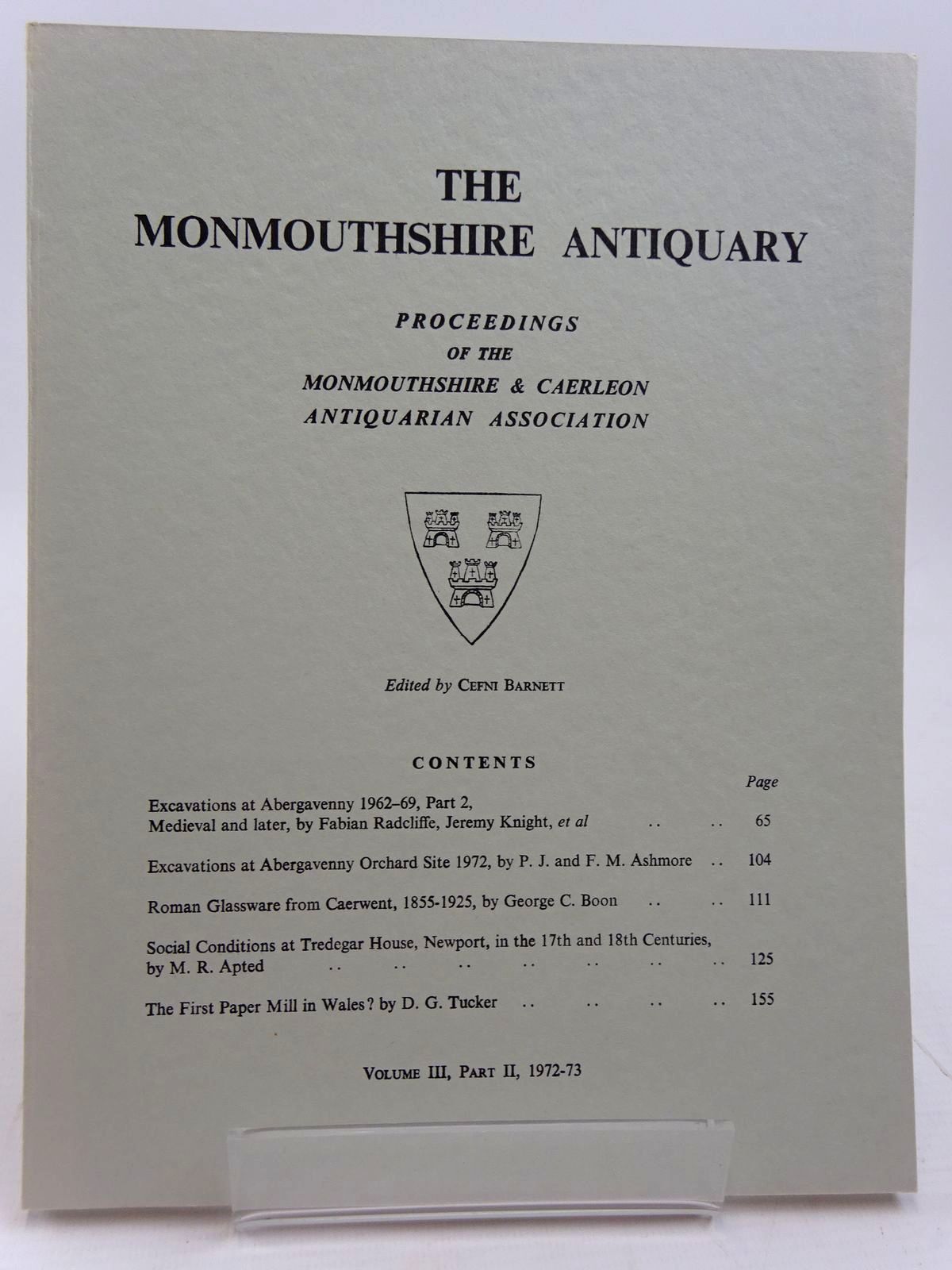 Photo of THE MONMOUTHSHIRE ANTIQUARY VOLUME III PART II written by Barnett, Cefni published by Monmouthshire & Caerleon Antiquarian Association (STOCK CODE: 2130965)  for sale by Stella & Rose's Books
