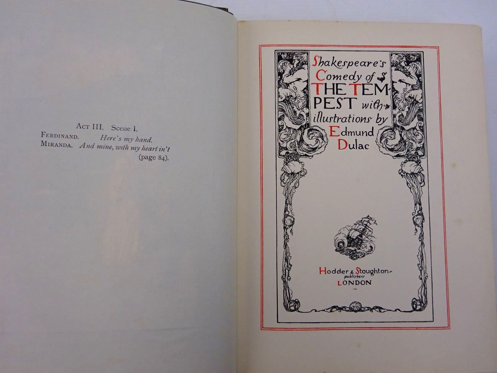 Photo of SHAKESPEARE'S COMEDY OF THE TEMPEST written by Shakespeare, William illustrated by Dulac, Edmund published by Hodder & Stoughton (STOCK CODE: 2131379)  for sale by Stella & Rose's Books