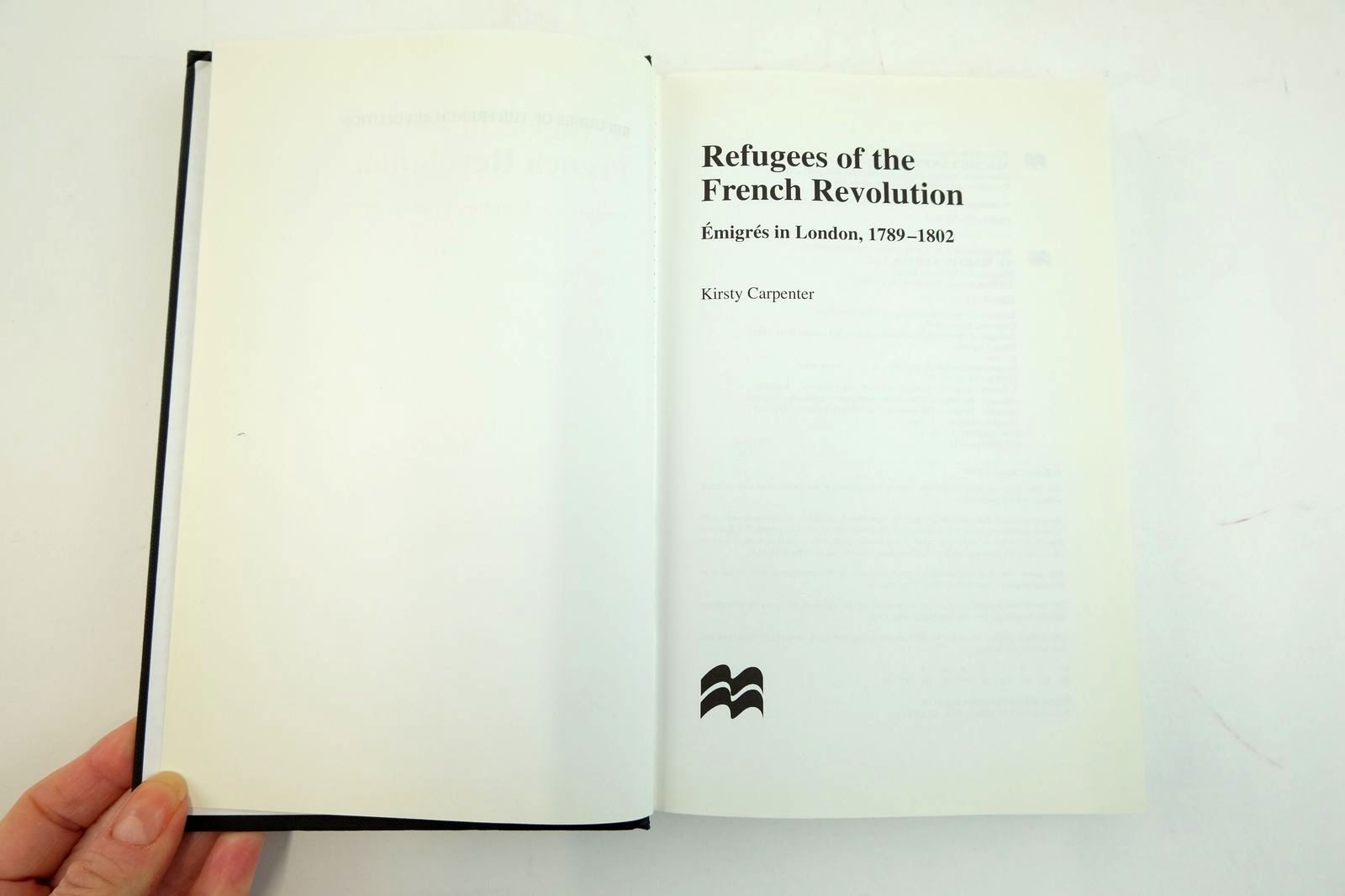 Photo of REFUGEES OF THE FRENCH REVOLUTION: EMIGRES IN LONDON, 1789-1802 written by Carpenter, Karen published by Macmillan Press Ltd (STOCK CODE: 2134009)  for sale by Stella & Rose's Books