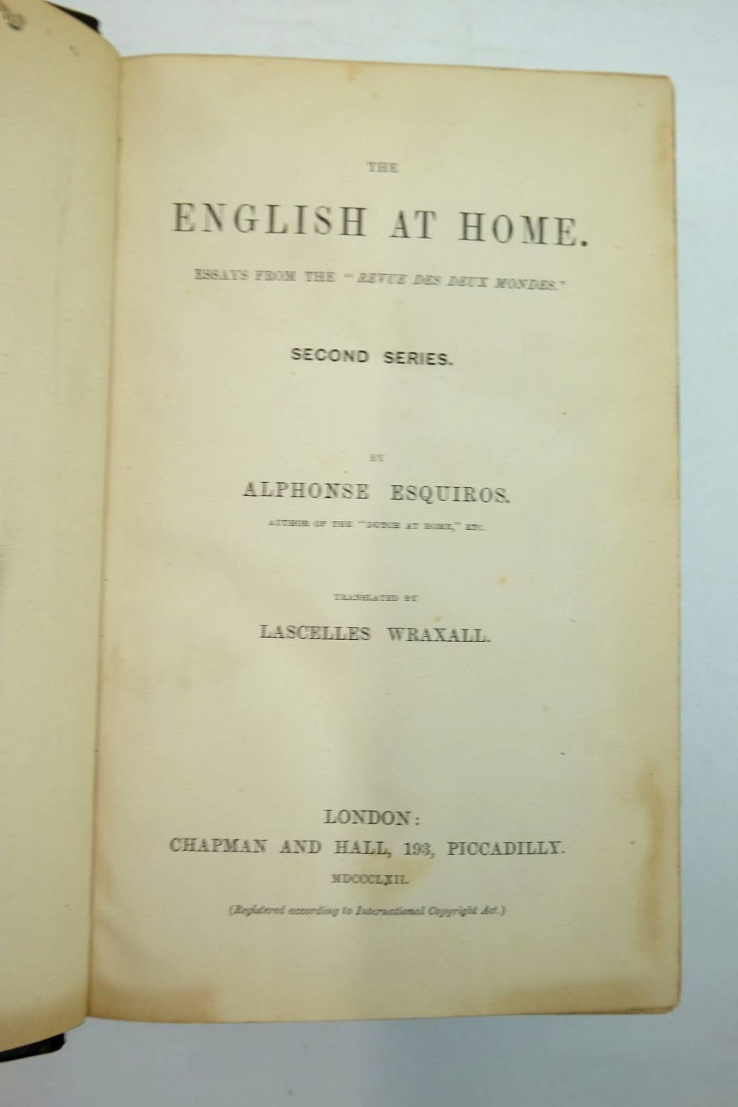Photo of THE ENGLISH AT HOME (2 VOLUMES) written by Esquiros, Alphonse
Wraxall, Lascelles published by Chapman & Hall (STOCK CODE: 2134436)  for sale by Stella & Rose's Books