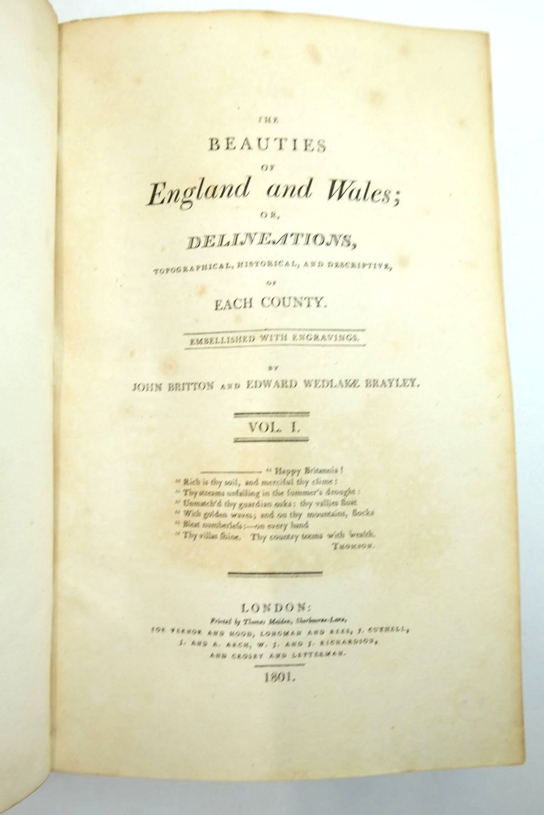 Photo of THE BEAUTIES OF ENGLAND AND WALES VOL I written by Britton, John
Brayley, Edward Wedlake published by Vernor & Hood (STOCK CODE: 2134496)  for sale by Stella & Rose's Books