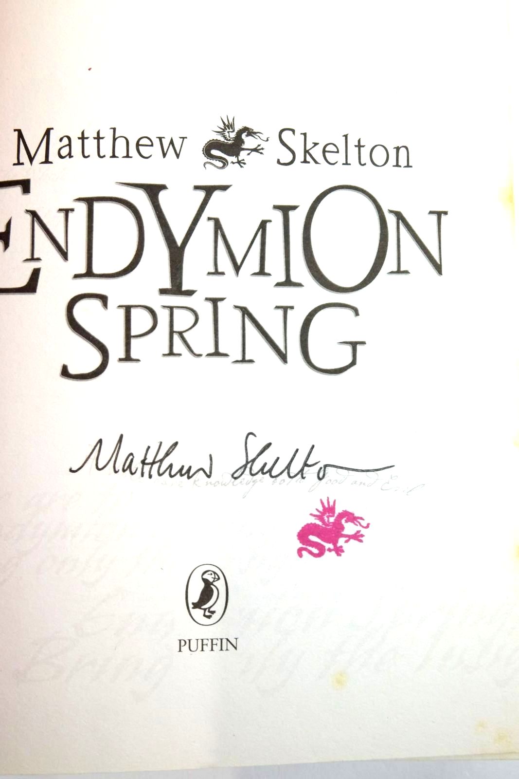 Photo of ENDYMION SPRING written by Skelton, Matthew illustrated by Sanderson, Bill published by Puffin Books (STOCK CODE: 2136363)  for sale by Stella & Rose's Books