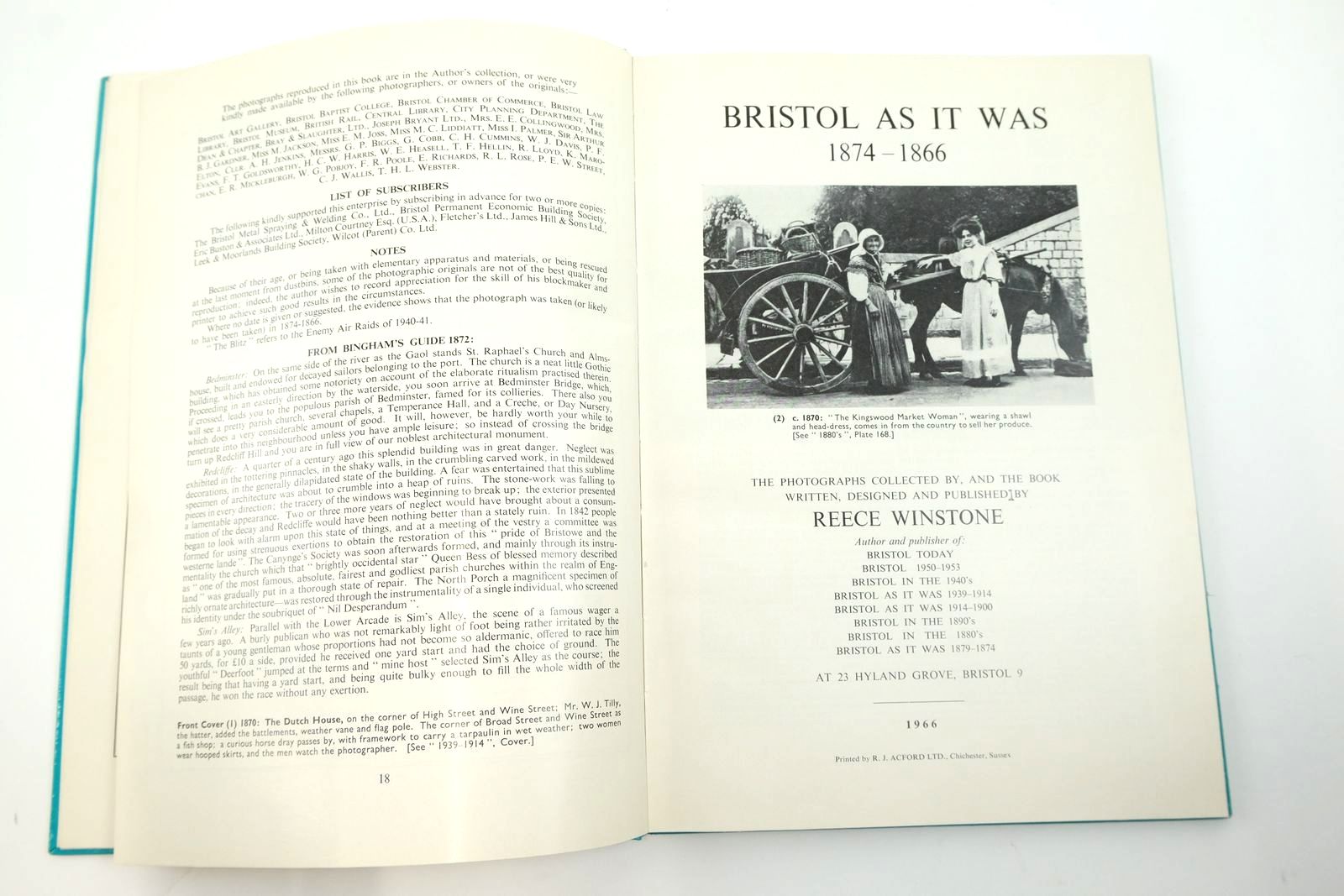Photo of BRISTOL AS IT WAS 1874-1866 written by Winstone, Reece published by Reece Winstone (STOCK CODE: 2139000)  for sale by Stella & Rose's Books