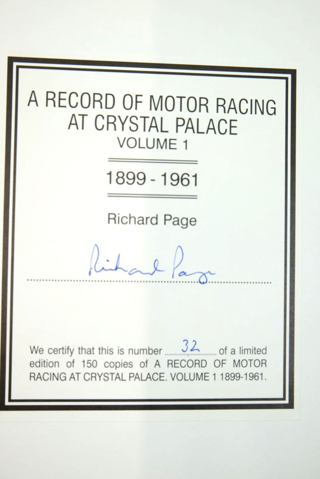 Photo of A RECORD OF MOTOR RACING AT CRYSTAL PALACE (2 VOLUMES) written by Page, Richard published by St. Leonards Press (STOCK CODE: 2140521)  for sale by Stella & Rose's Books