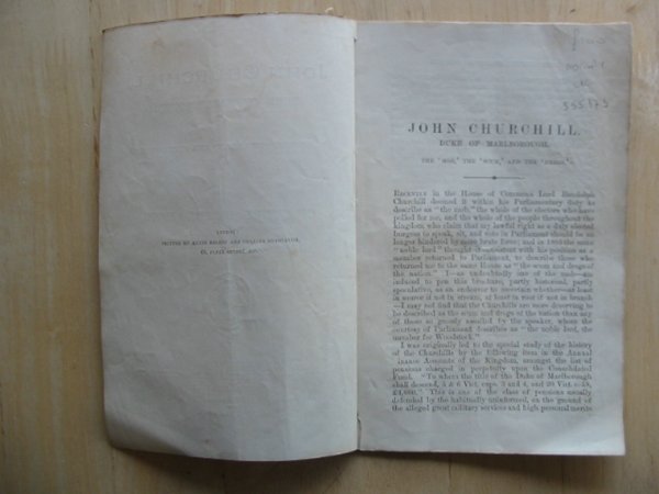 Photo of JOHN CHURCHILL DUKE OF MARLBOROUGH written by Bradlaugh, Charles published by Freethought Publishing Company (STOCK CODE: 555173)  for sale by Stella & Rose's Books