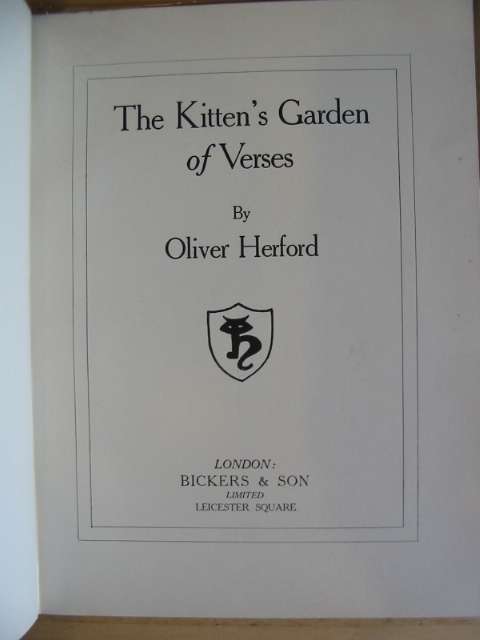 Photo of THE KITTEN'S GARDEN OF VERSES written by Herford, Oliver illustrated by Herford, Oliver published by Bickers & Son (STOCK CODE: 577746)  for sale by Stella & Rose's Books