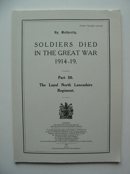 Photo of SOLDIERS DIED IN THE GREAT WAR 1914-19 PART 50 published by Picton Publishing (STOCK CODE: 599054)  for sale by Stella & Rose's Books