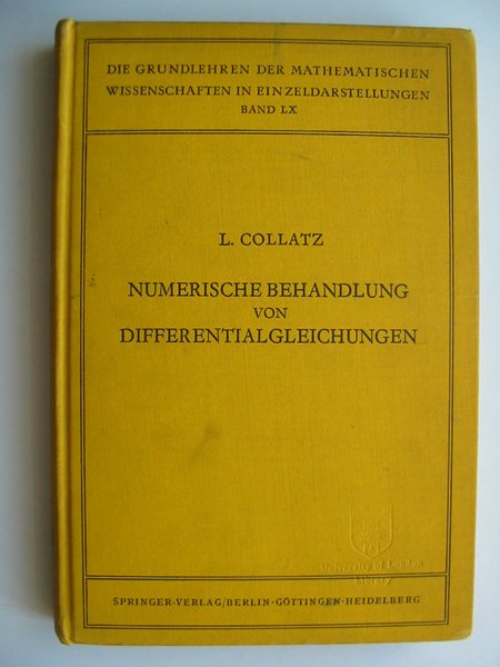 Photo of NUMERISCHE BEHANDLUNG VON DIFFERENTIALGLEICHUNGEN written by Collatz, Lothar published by Springer (STOCK CODE: 628893)  for sale by Stella & Rose's Books
