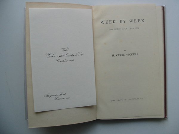 Photo of WEEK BY WEEK written by Vickers, H. Cecil (STOCK CODE: 674131)  for sale by Stella & Rose's Books