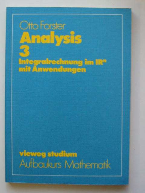 Photo of ANALYSIS 3 written by Forster, Otto published by Friedrich Vieweg (STOCK CODE: 811548)  for sale by Stella & Rose's Books