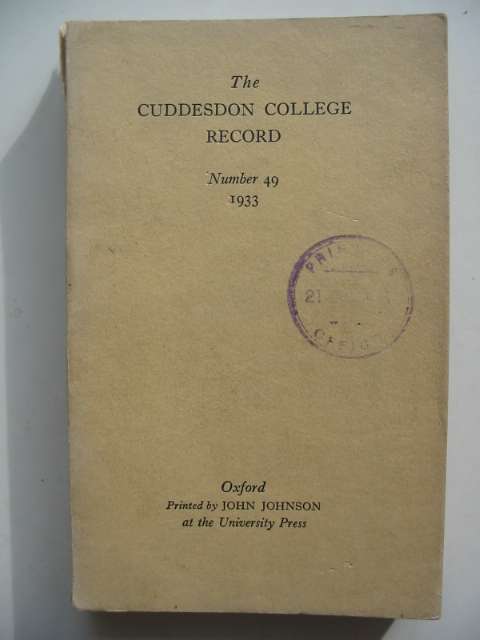 Photo of THE CUDDESDON COLLEGE RECORD NUMBER 49 1933 published by Oxford University Press (STOCK CODE: 817495)  for sale by Stella & Rose's Books