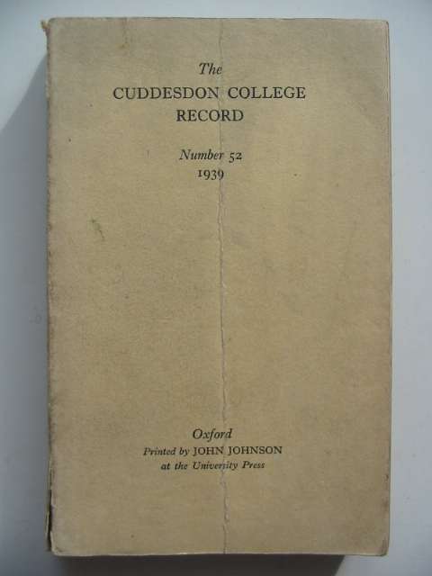 Photo of THE CUDDESDON COLLEGE RECORD NUMBER 52 1939 published by Oxford University Press (STOCK CODE: 817496)  for sale by Stella & Rose's Books