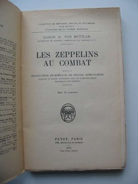 Photo of LES ZEPPELINS AU COMBAT written by Von Buttlar, H. published by Payot (STOCK CODE: 818627)  for sale by Stella & Rose's Books