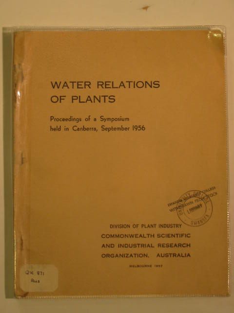 Photo of WATER RELATIONS OF PLANTS published by Commonwealth Scientific And Industrial Research Organization (STOCK CODE: 990148)  for sale by Stella & Rose's Books
